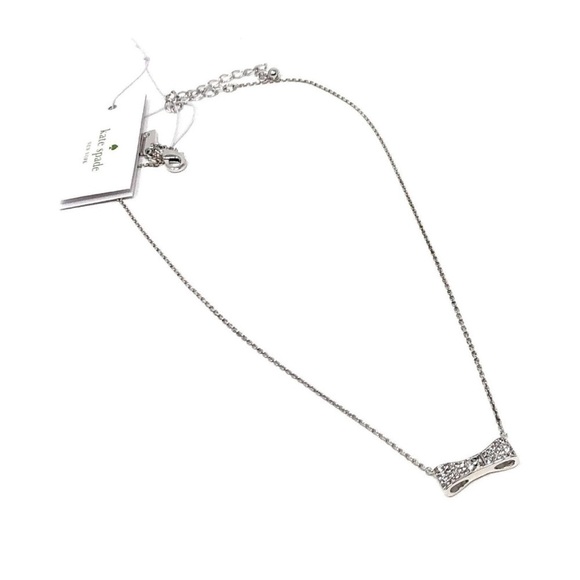 NWT Kate Spade Ready Set Bow Pave mini pendant silver necklace. - Picture 9 of 10